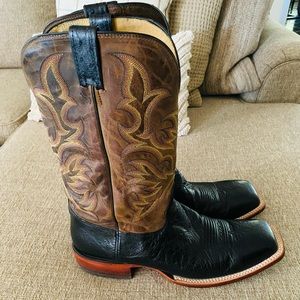 JUSTIN MEN'S SMOOTH OSTRICH AQHA REMUDA WESTERN COWBOY BOOTS - SQUARE TOE 13 EE